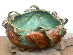 (22) Bronze Koi Fish Vessel in ETSY