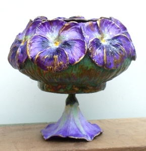 (29) Bronze l Purple Pansy bowl on Morning glory In ETSY