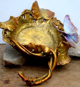 (39) Bronze Butterfly & Vine Dish... in etsy Art