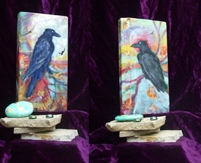 c-8 (1)crows & sunset sky painting front & back