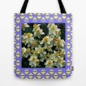 lilac-lattice-white-narcissus-flowers-pattern-tote-bag